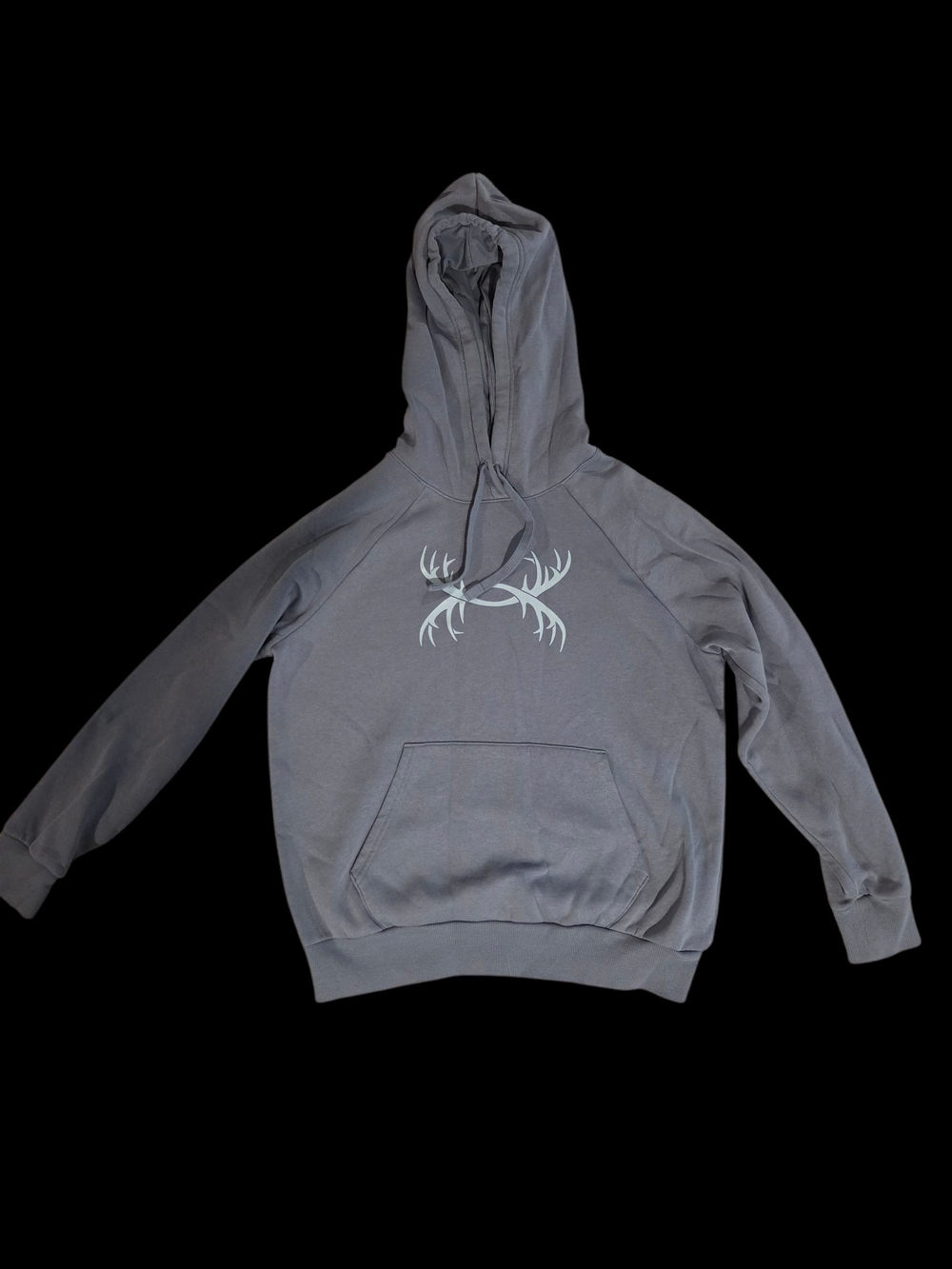 Womens Gray Under Armour Hooded Sweatshirt with Antler Graphic.